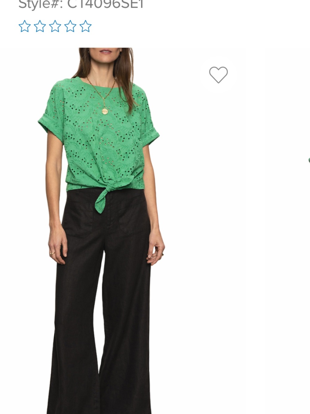 Sanctuary Eyelet Tie-Front Crop Top in Green